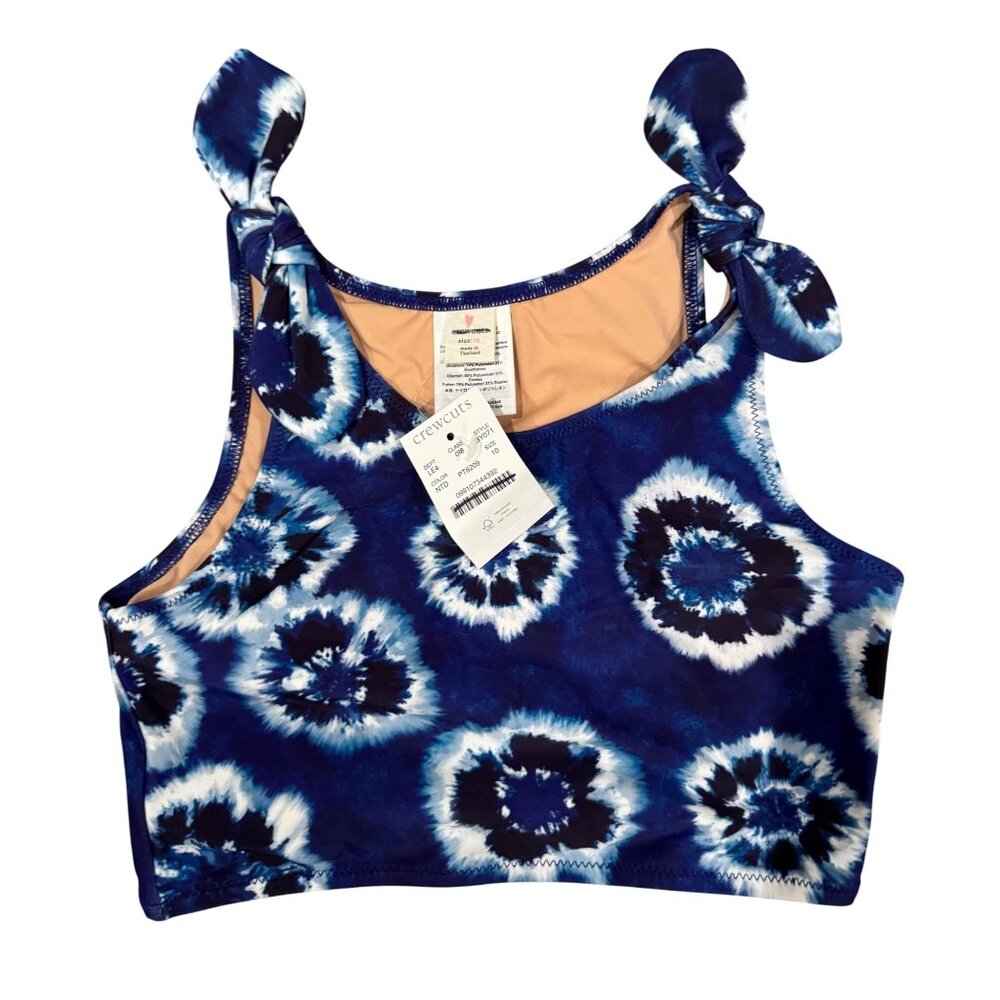 J.Crew crewcuts tie dye Girls' tie-shoulder Swim Top with UPF 50+ sz 10